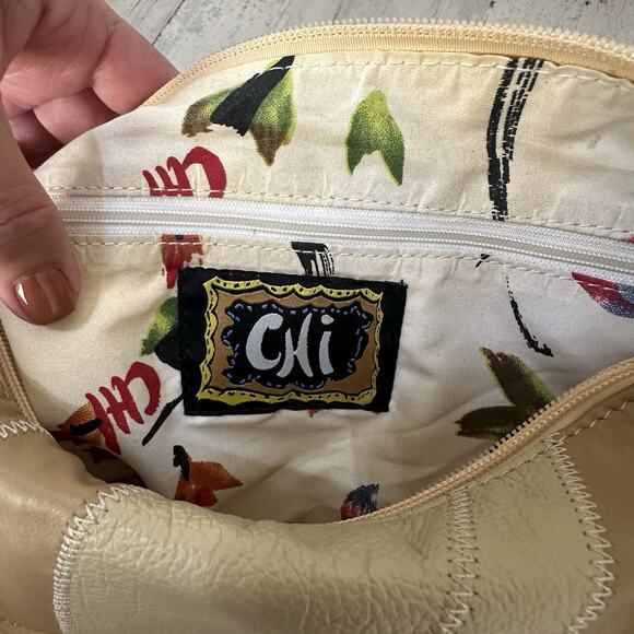 CHI Carlos Falchi Purse Shoulder Bag Cowhide Leather Patchwork Y2K Retro 70s Zip - Picture 7 of 11